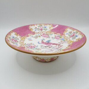 Mintons Cockatrice Pink #9646 Pedestal Plate Compote 5.5" Dia. Bone China